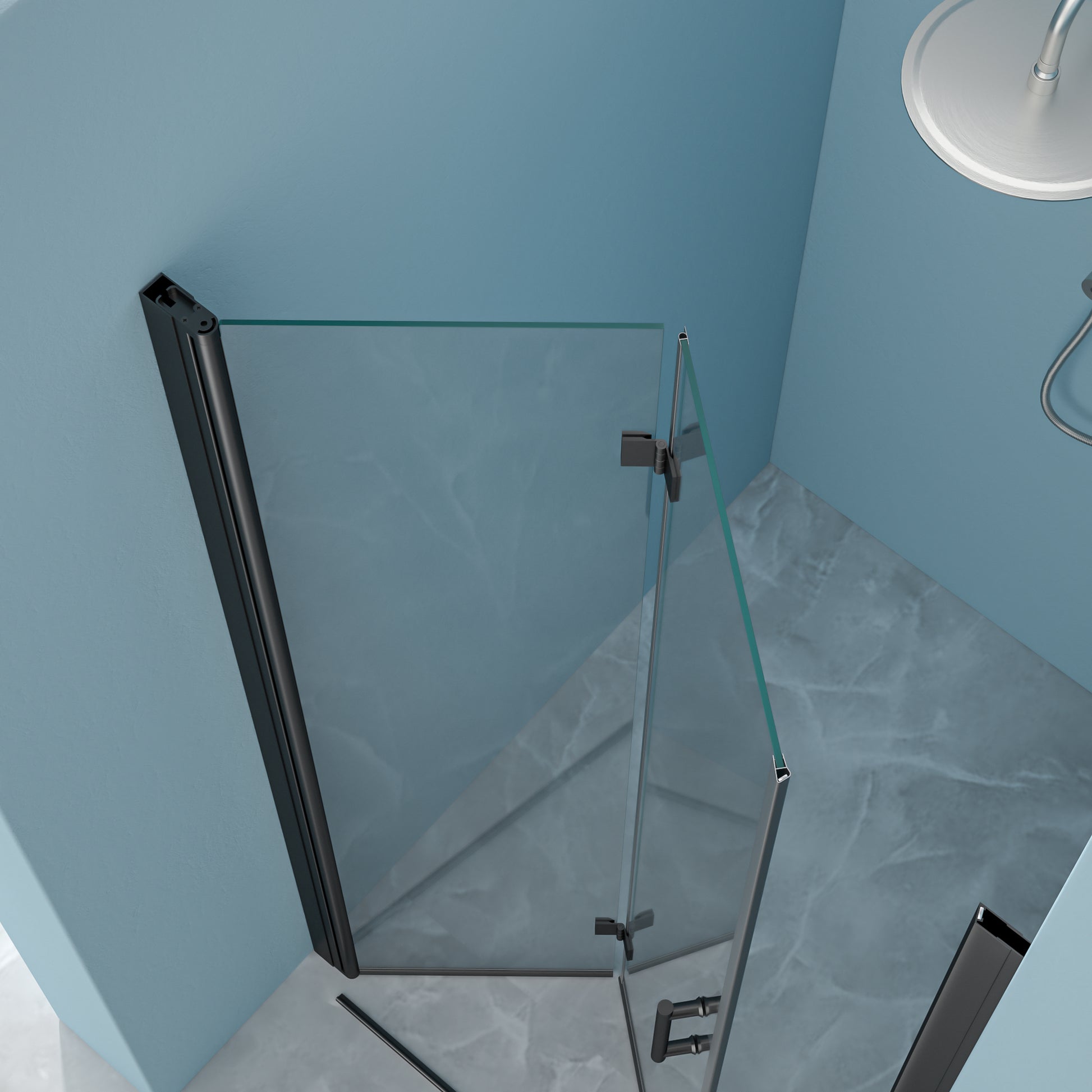 30"W X 72"H Fold Frameless Shower Door With Tempered Glass, Matte Black Matte Black Glass