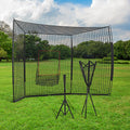 Soozier 17' X 5.5' Baseball Net With Strike Zone, Tee, Caddy, And Carry Bag For Pitching And Hitting, Portable Extra Large Softball And Baseball Training Equipment Black Steel