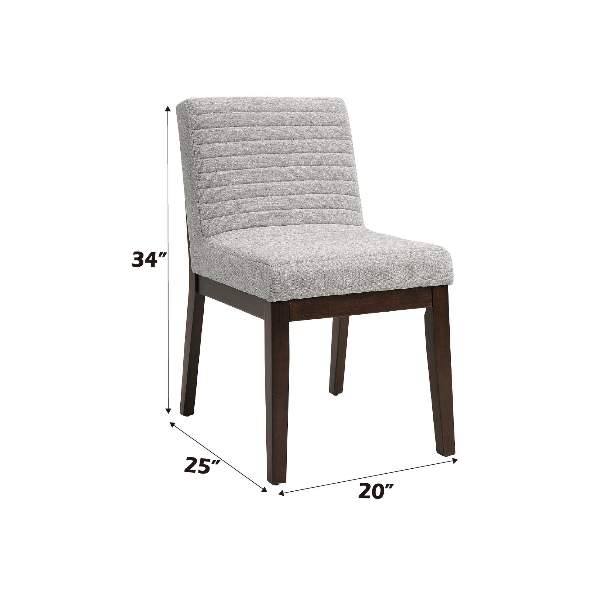 Edwyn Side Chair Set 2 , Gray Fabric & Brown Finish Dn03931 Brown Gray Upholstered