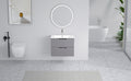 24 Inch Floating Bathroom Vanity With Ceramic Sink, Modern Bath Storage Cabinet Vanity With Drawers Wall Mounted Combo Set For Bathroom, Gray Grey Mdf