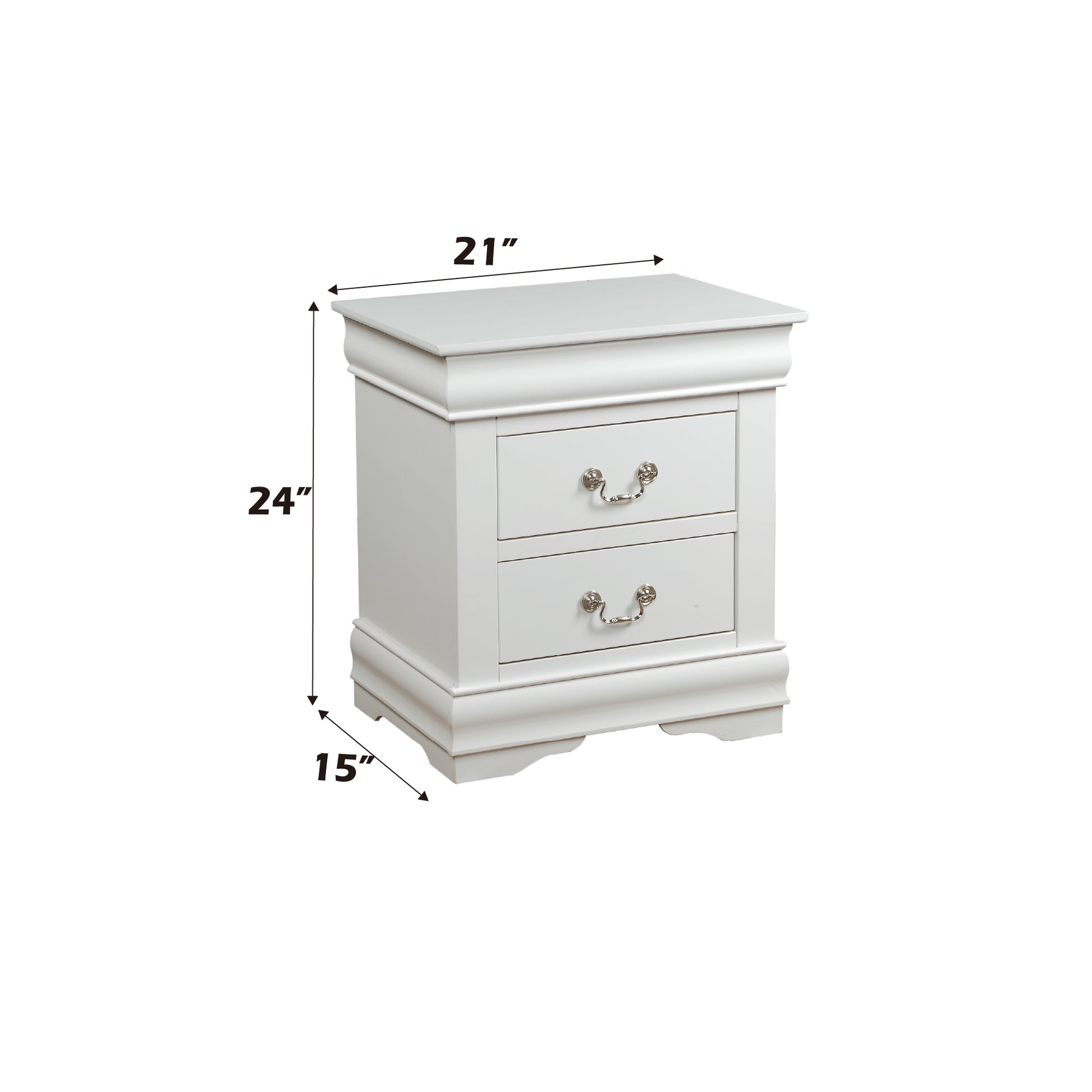 Louis Philippe White Finish Nightstand White Synthetic Wood