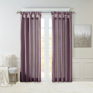 Twist Tab Lined Window Curtain Panel Only 1 Pc Panel Purple Polyester