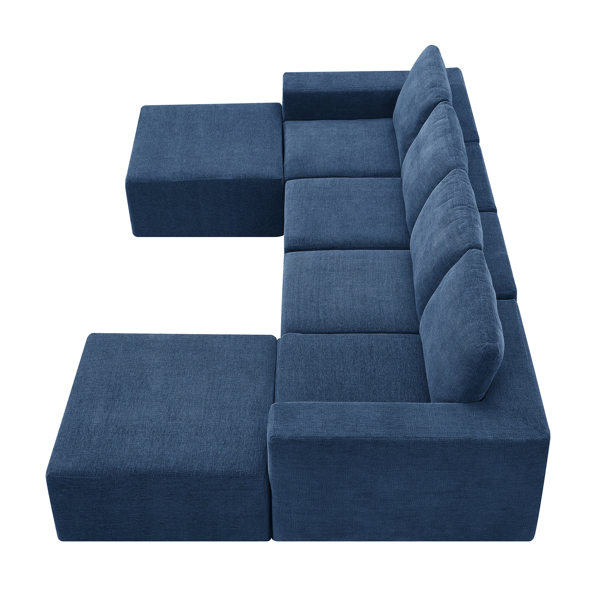 110*72" Modular U Shaped Sectional Sofa,Luxury Chenille Floor Couch Set,Upholstered Indoor Furniture,Foam Filled Sleeper Sofa Bed For Living Room,Bedroom,Free Combination,3 Colors Navy Polyester 6 Seat