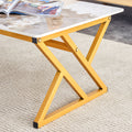 A Modern Minimalist Style Marble Patterned Coffee Table With Golden Metal Legs. Computer Desk. Game Table. Tea Table. Ct Xx Gold Sintered Stone