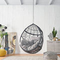 Castaic Hanging Chair With 8Ft Chain Grey Black Pe Rattan Iron