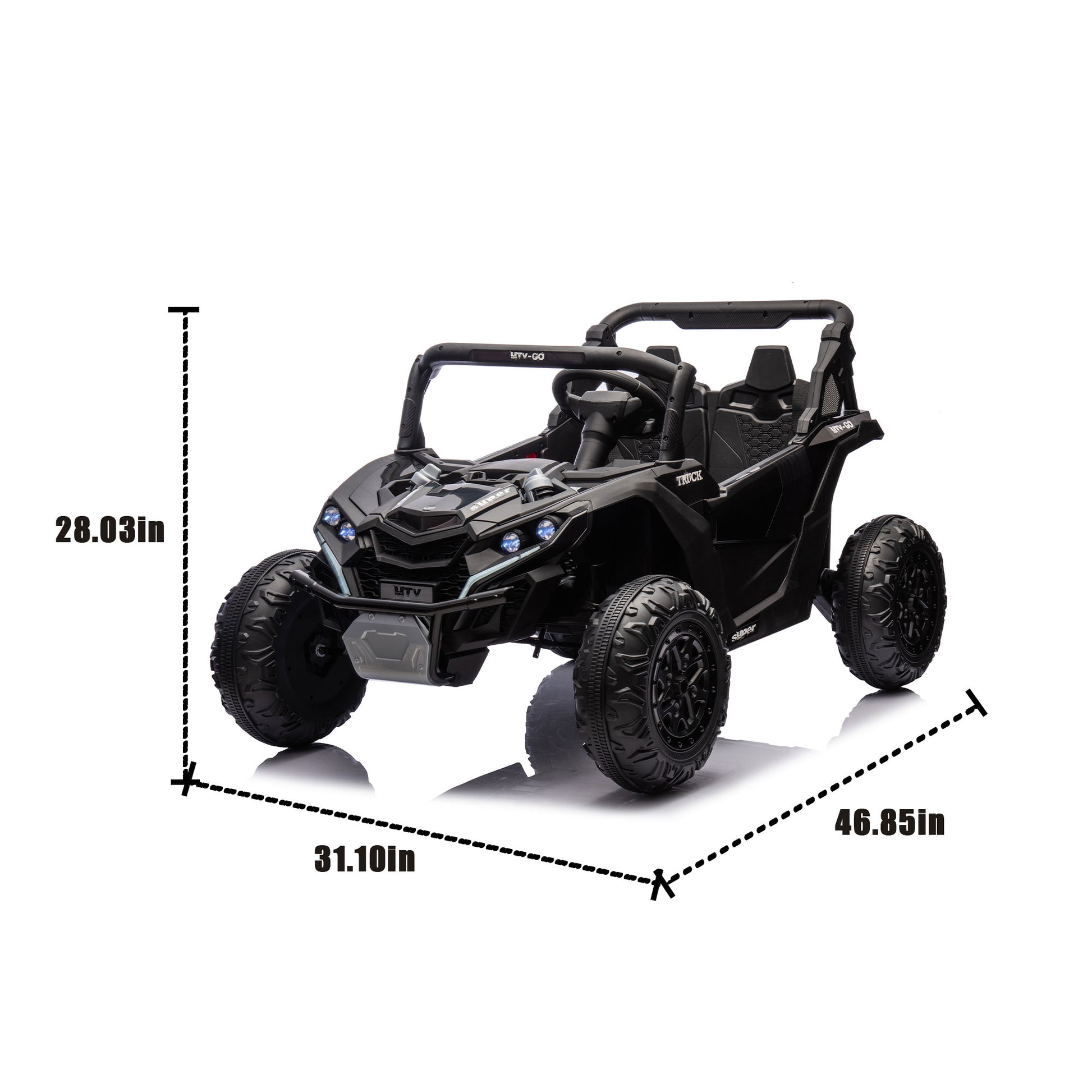 24V Two Seater Kids Ride On Utv W Parents Remote Control,Four Wheel Suspension,Slow Start,Large Wheel Design,Anti Collision Bar,Storage Space,Music,Usb,Bluetooth,Volume Control,Led Lights For Kids 3