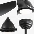 52 Inch Modern With 22W Led Light, 3 Abs Fan Blades Dc Motor Black For Bedroom Living Room Black Abs