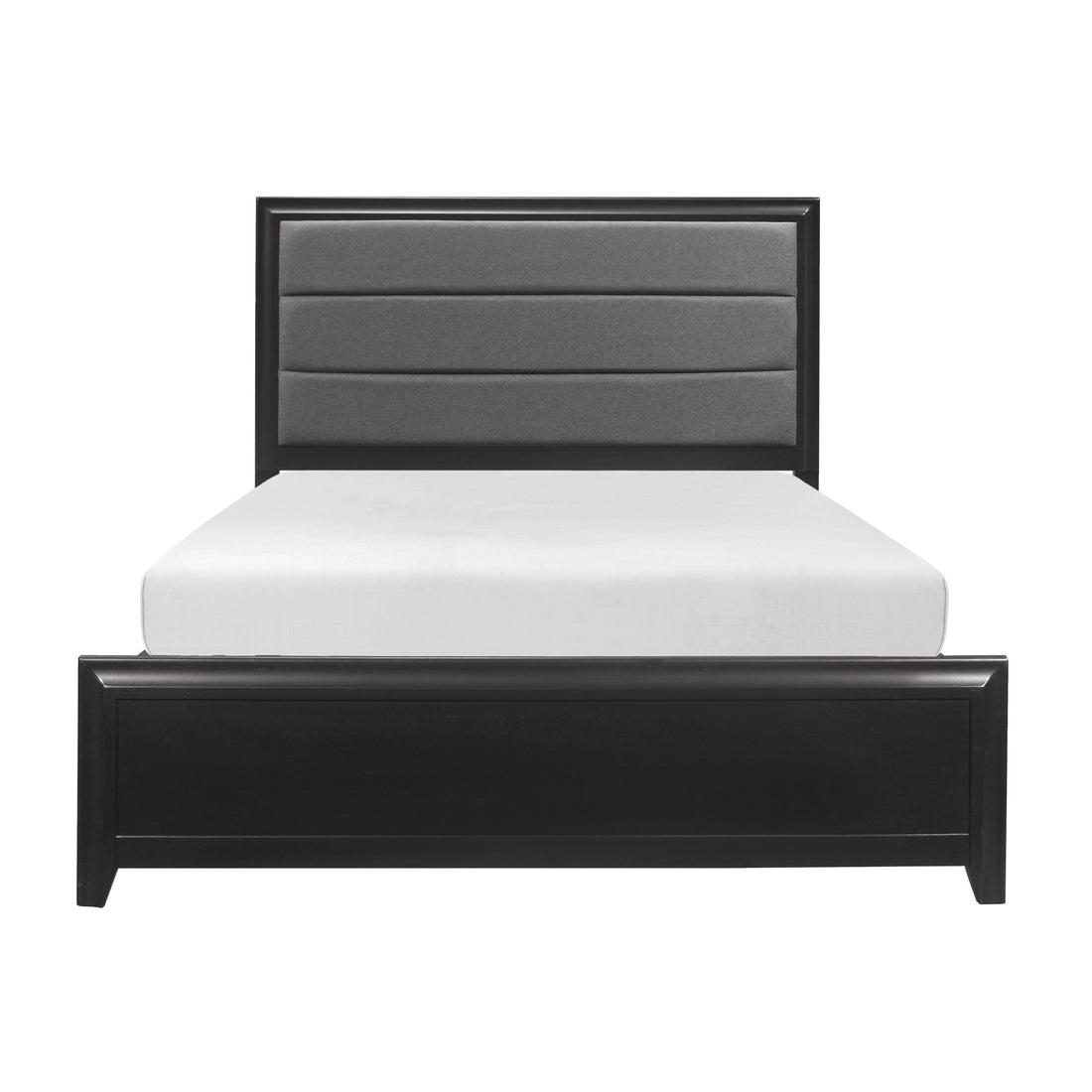 Modern Style Fabric Upholstered Headboard Queen Bed 1Pc Espresso Finish Wooden Bedroom Furniture Box Spring Required Queen Espresso Wood Bedroom Modern Polyester Wood