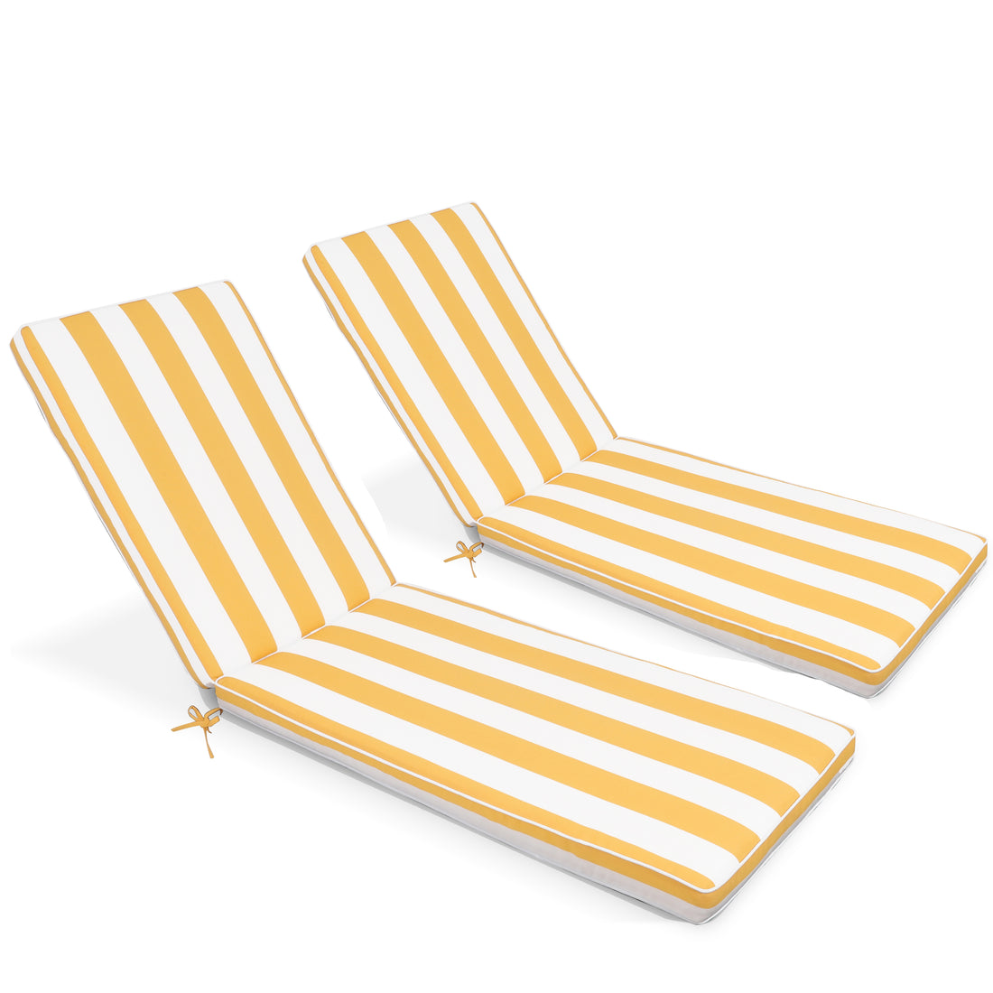 2Pcs Set Outdoor Lounge Chair Cushion Replacement Patio Funiture Seat Cushion Chaise Lounge Cushion Yellow White Yellow White Cotton