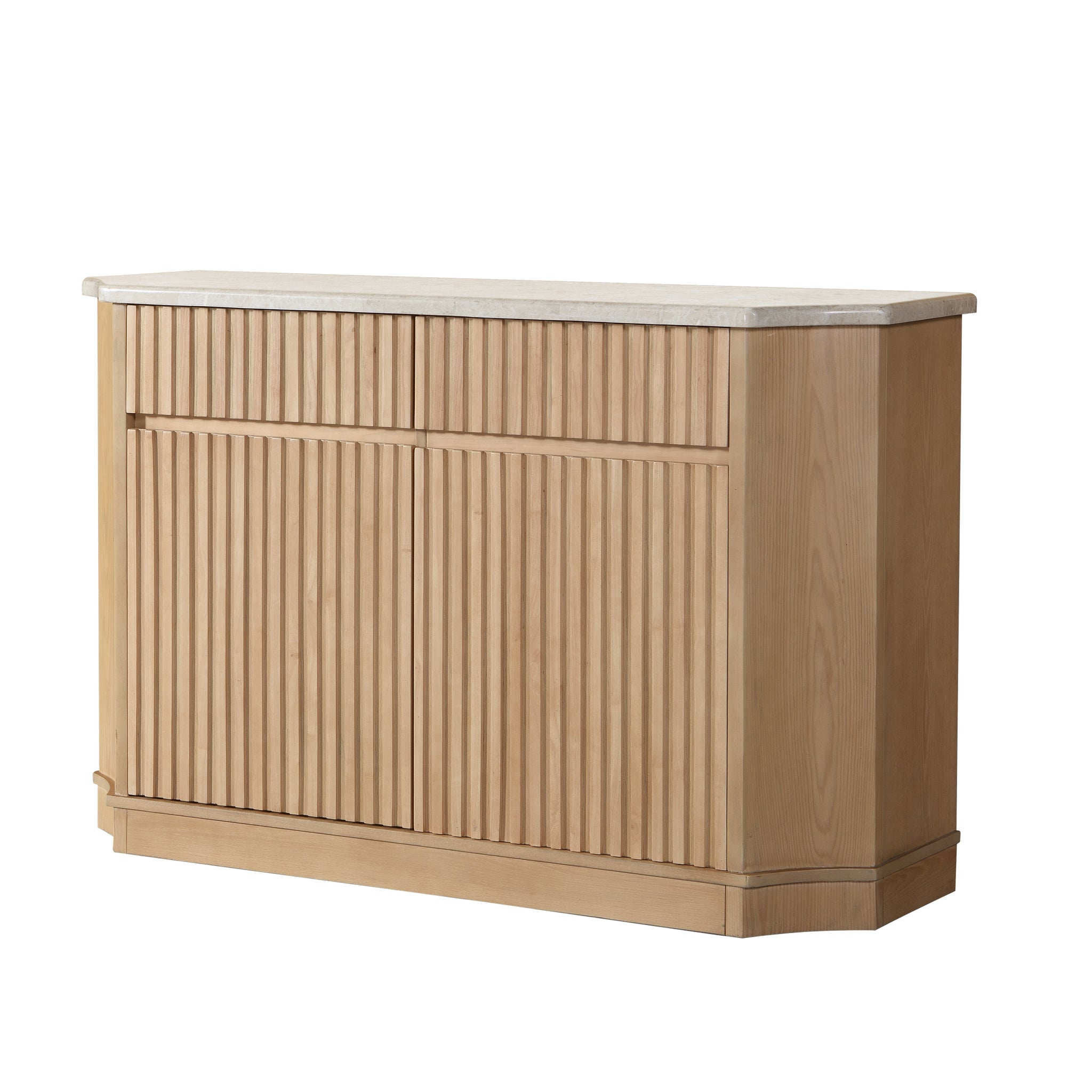 Qwin Server, Marble Top & Oak Finish Dn02878 Oak Wood