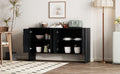 4 Door Large Storage Retro Sideboard With Adjustable Shelves And Long Handles For Kitchen, Dining Room And Living Room Black Black Mdf