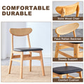 Wood Colored Mdf Desktop With Rubber Wooden Legs, Foldable Computer Desk, Foldable Office Desk, Solid Wood Dining Chair With Small Curved Back And Pu Cushion, Zd 1545 Dx 2361 Wood Seats 4 Wood