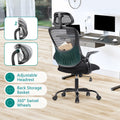 Office Chair, Comfortable Swivel Chair With High Back, Wheels, Adjustable Headrest, Comfortable Lumbar Support, Flip Arm, Black Black Stainless Steel