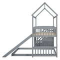 Twin Over Twin Bunk Bed With Two Drawers And Slide, House Bed With Slide, White Old Sku :Lt000129Aae Gray Pine