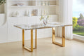 Luxurious Faux Marble Mdf Dinning Table For 6 Or 8, Rectangular 70.9