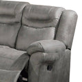 Betty 86 Inch Manual Reclining Sofa, Pull Tab Footrest Mechanism, Gray Gray Faux Leather 3 Seat