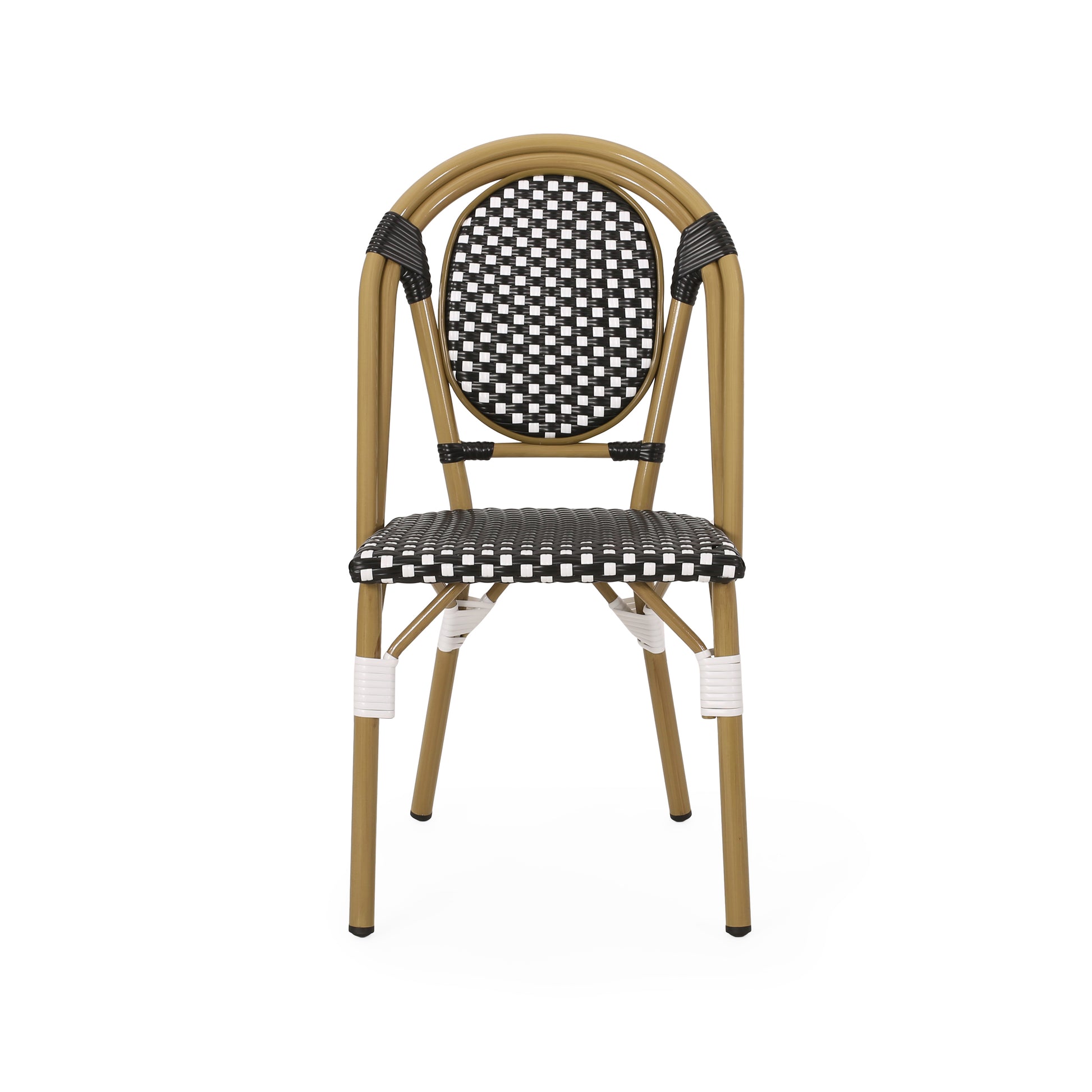 French Bistro Chair White Black Rattan