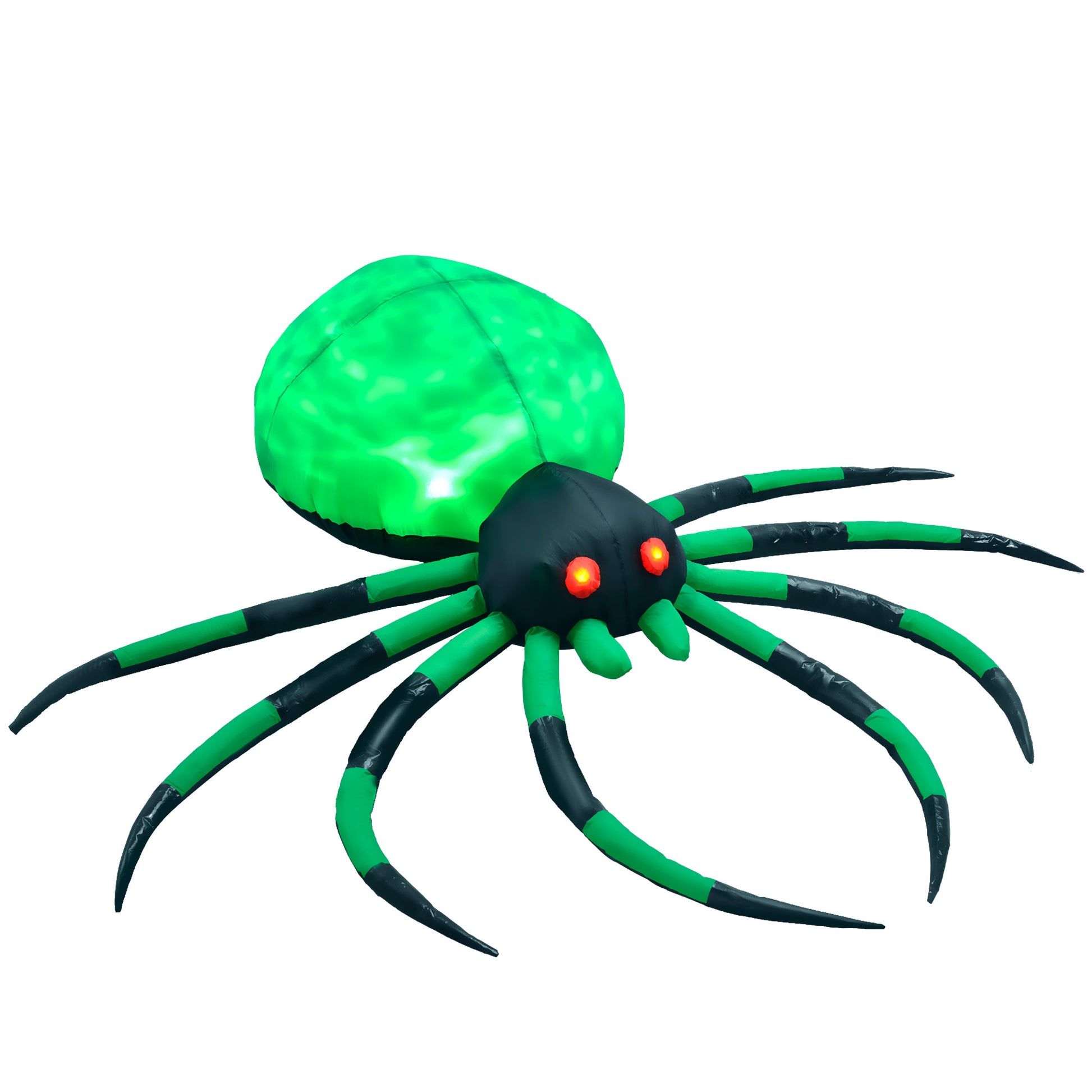 Homcom 6' Halloween Inflatable Outdoor Decoration Spider, Blow Up Led Yard Decor For Garden, Lawn, Party, Holiday, Waterproof Green Polyester