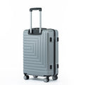 Luggage Set Abs Material Travel Suitcase Set With Spinner Wheels For Men Women, 20'' 24'' 28'' Silver Grey Abs