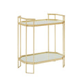 Modern Glam Mirror Top Accent Table Pale Gold Gold Glass Steel