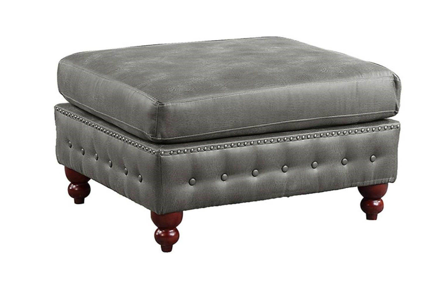 Slate Gray 4Pc Sectional Set 2X Reversible Loveseat Chaise And 2X Ottomans Tufted Couch Pillows Light Slate Grey Faux Leather Wood Primary Living Space Tight Back Contemporary,Luxury,Traditional U