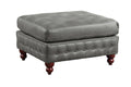 1Pc Cocktail Ottoman Slate Gray Tufted Wooden Legs Living Room Furniture Light Slate Grey Faux Leather Wood Primary Living Space Solid Grey Contemporary,Luxury,Traditional Rubberwood Rectangle