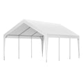 13X20 Heavy Duty Steel Carport Storage Canopy Garage Tent W Removable Sidewalls White Metal