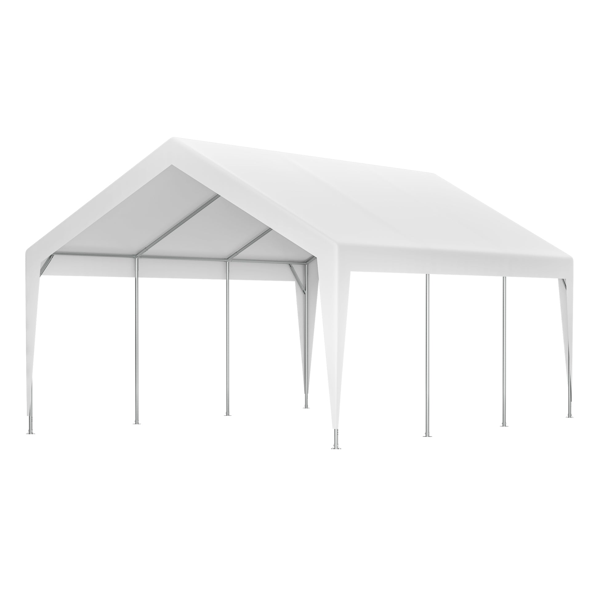 13X20 Heavy Duty Steel Carport Storage Canopy Garage Tent W Removable Sidewalls White Metal