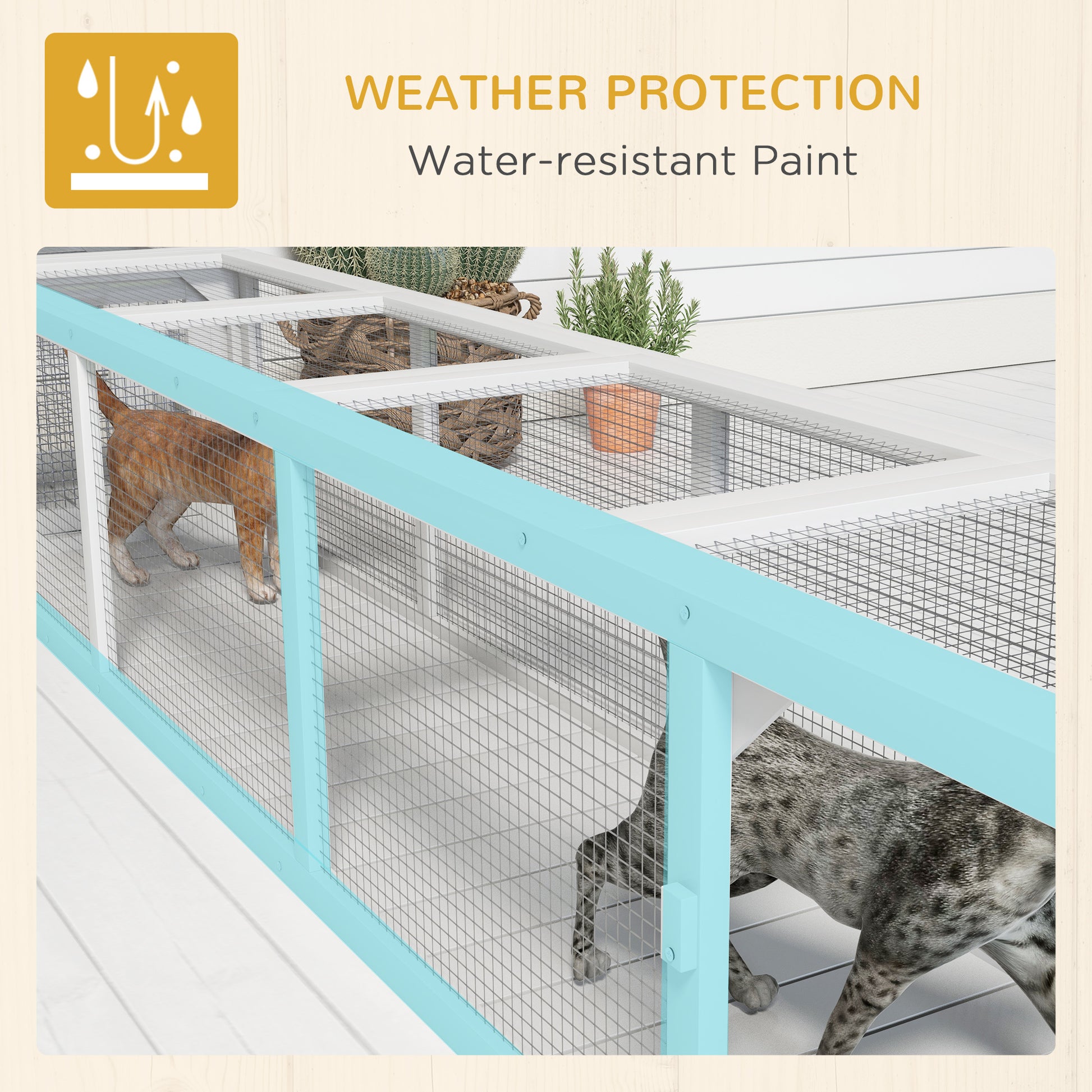 Pawhut Outdoor Cat Tunnel With Extendable Design, 79" L Wooden Cat Run With Weather Protection, Connecting Inside And Outside, For Deck Patios, Balconies, White White Black Wood