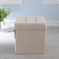 Ottoman Beige Beige Linen Or Linen Blend Primary Living Space American Traditional Eucalyptus Square Internal Storage Foam Linen