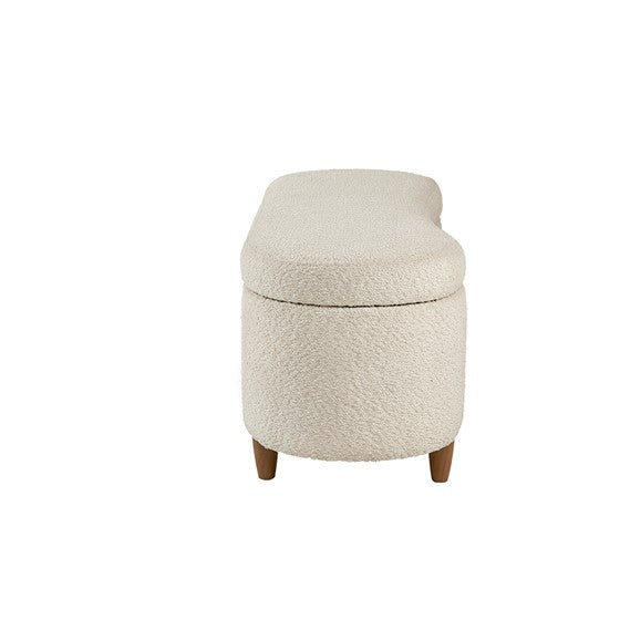 Boucle Flip Top Storage Bench Cream See Below Cream Wood