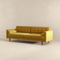 Casey Mid Century Modern Gold Velvet Sofa Yellow Wood Velvet 3 Seat