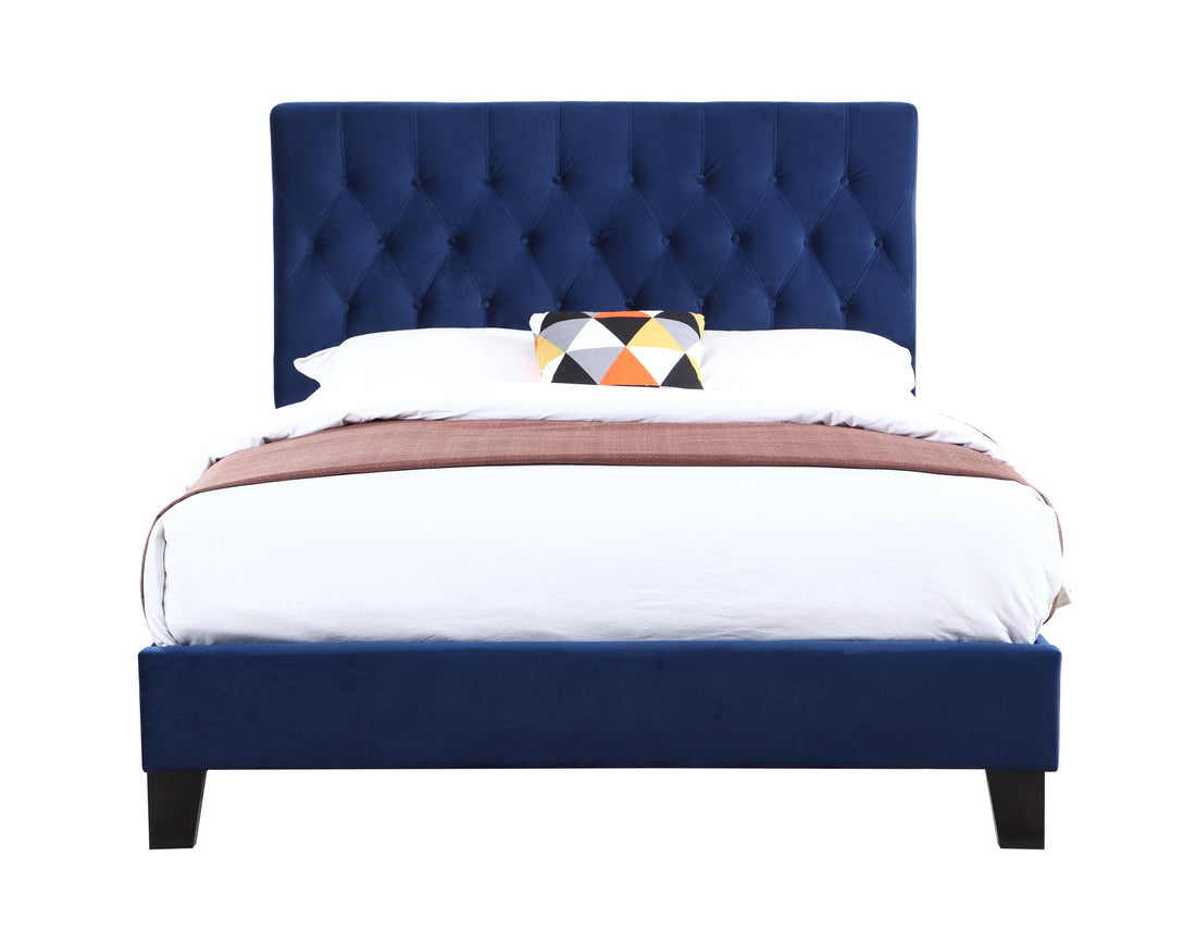 Luma Blue Full Upholstered Bed Full Blue Foam Solid Wood