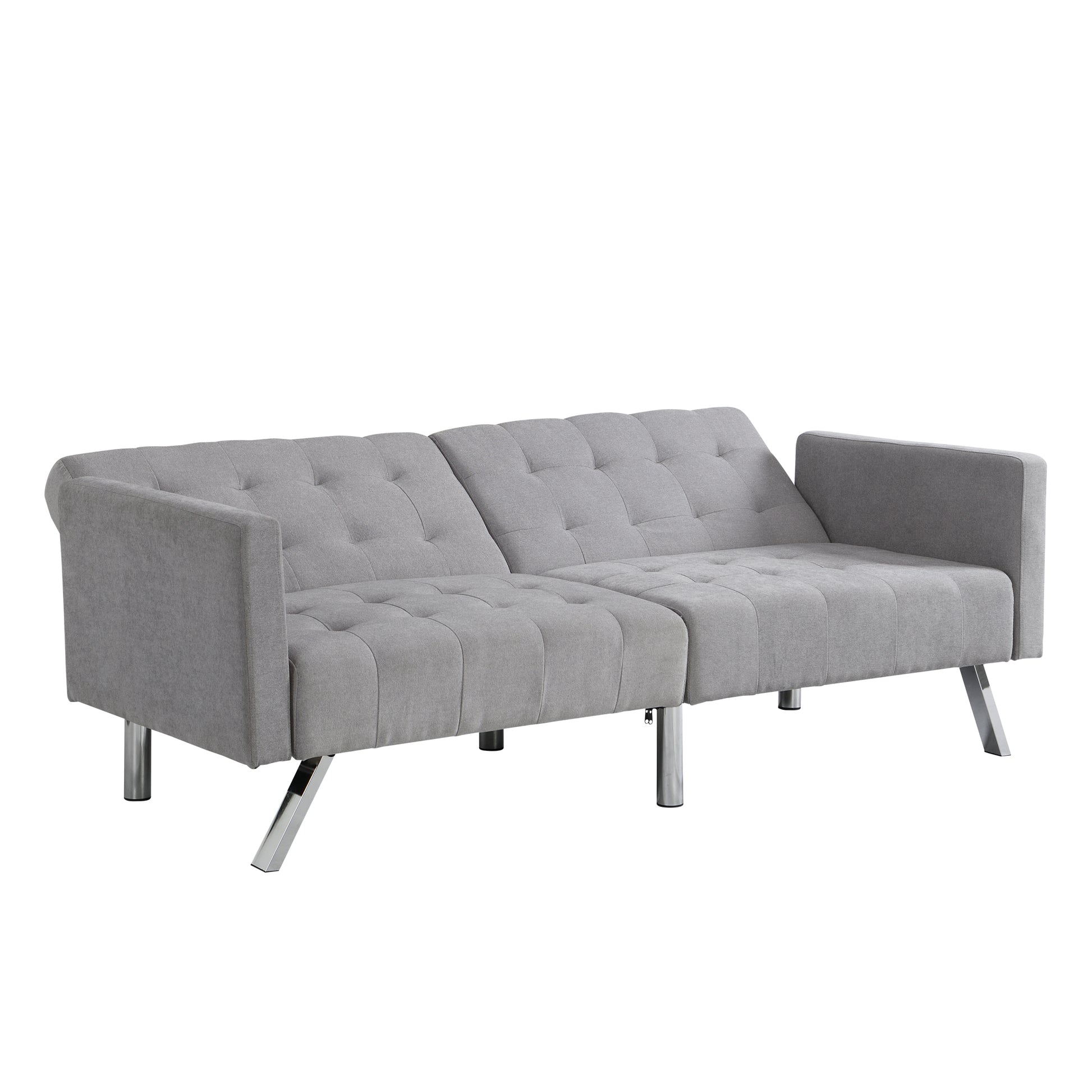 Sofa Bed Convertible Folding Light Grey Lounge Couch Loveseat Sleeper Sofa Armrests Living Room Bedroom Apartment Reading Room Light Grey Linen 2 Seat