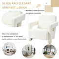 Mirod Sleek Right Angle Armrests, Ergonomic Lumbar Support, Square Wooden Block Legs, Inclined Seat For Comfort, Artistic Statement Piece For Living Room,Bedroom And Study White Boucle