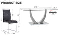 Table And Chair Set. Large Modern Rectangular Table With Glass Top And Silver Metal Legs. Furnished With Soft And Comfortable Pu Chairs With Faux Leather Upholstered Seats And Silver Metal Legs. Black Silver Seats 8 Glass Metal