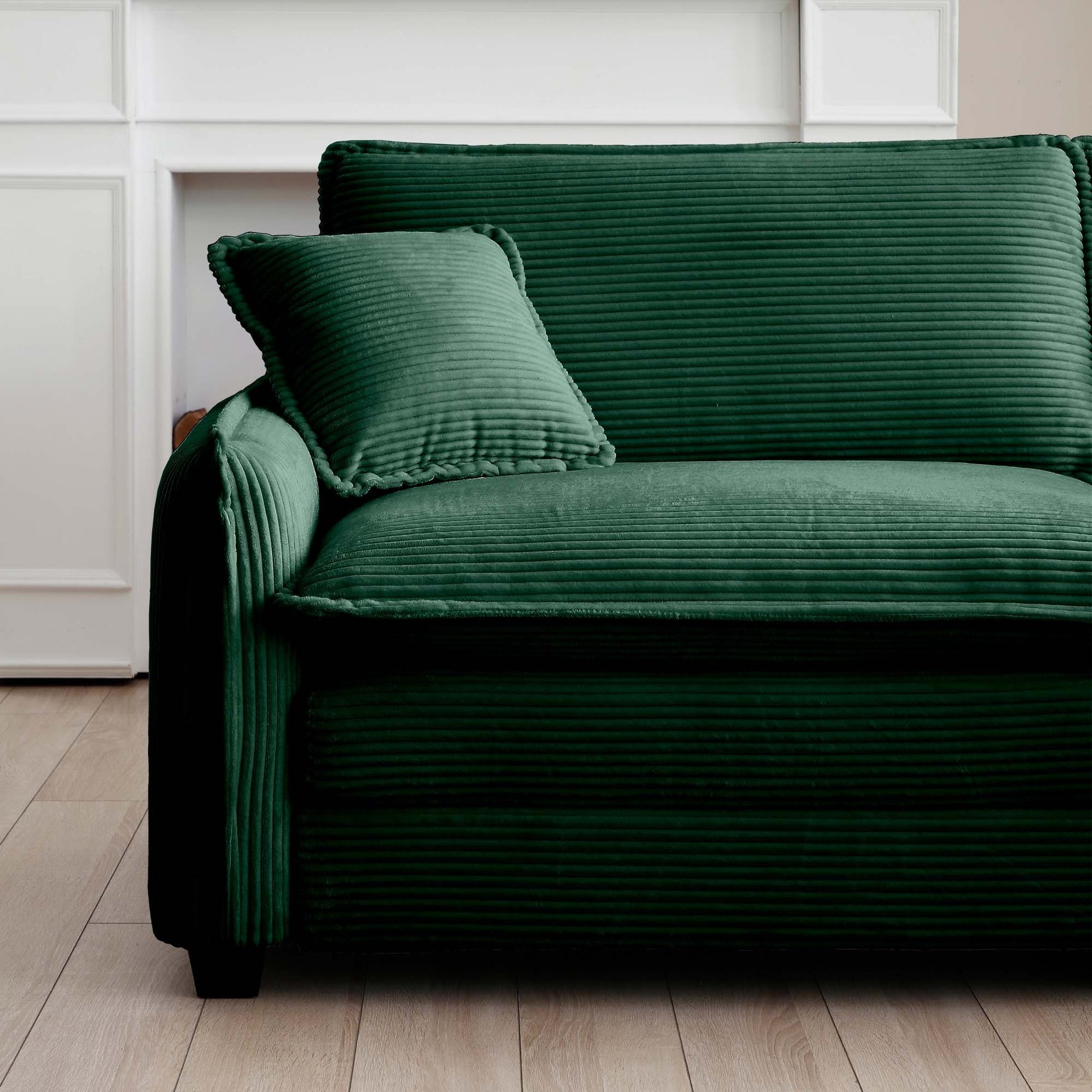 Oversized Modular Cushioned Sofa With Conversible Ottoman, 3 Seater Sofa With 2 Footstools, U Shape Sofa Ingreen Corduroy Fabric Green Corduroy 3 Seat