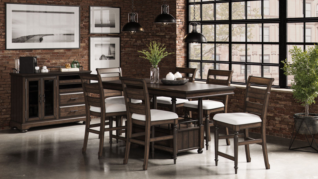 Deep Coffee Counter Height Dining Table Coffee Solid Wood Mdf