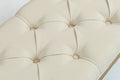 Traditional Rectangle Tufted Ottoman Bench In Beige Linen Look Fabric, For The Living Room And Bedroom Beige Rubber Wood