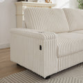 110 Inch Oversized Corduroy Corner Sofa,L Shaped Corner Couch With Two Storage Spaces,Usb Port & T Pyce Port And Cup Holderdeep Seat Comfy Upholstered Couches For Living Room Not Freely Combinable Beige Corduroy 5 Seat