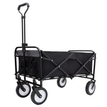 Collapsible Foldable Wagon Cart With Strapping System Beach Wagon Utility Cart Utility Wagon Grocery Cart For For Camping Shopping Sports Gardeing Fishing Supports 360Lbs All Terrain Wheels Black