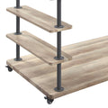 Oak And Sandy Grey 4 Shelf Hanger Rack 3 Oak Standard Horizontal Primary Living Space Open Back Wood Wood Metal