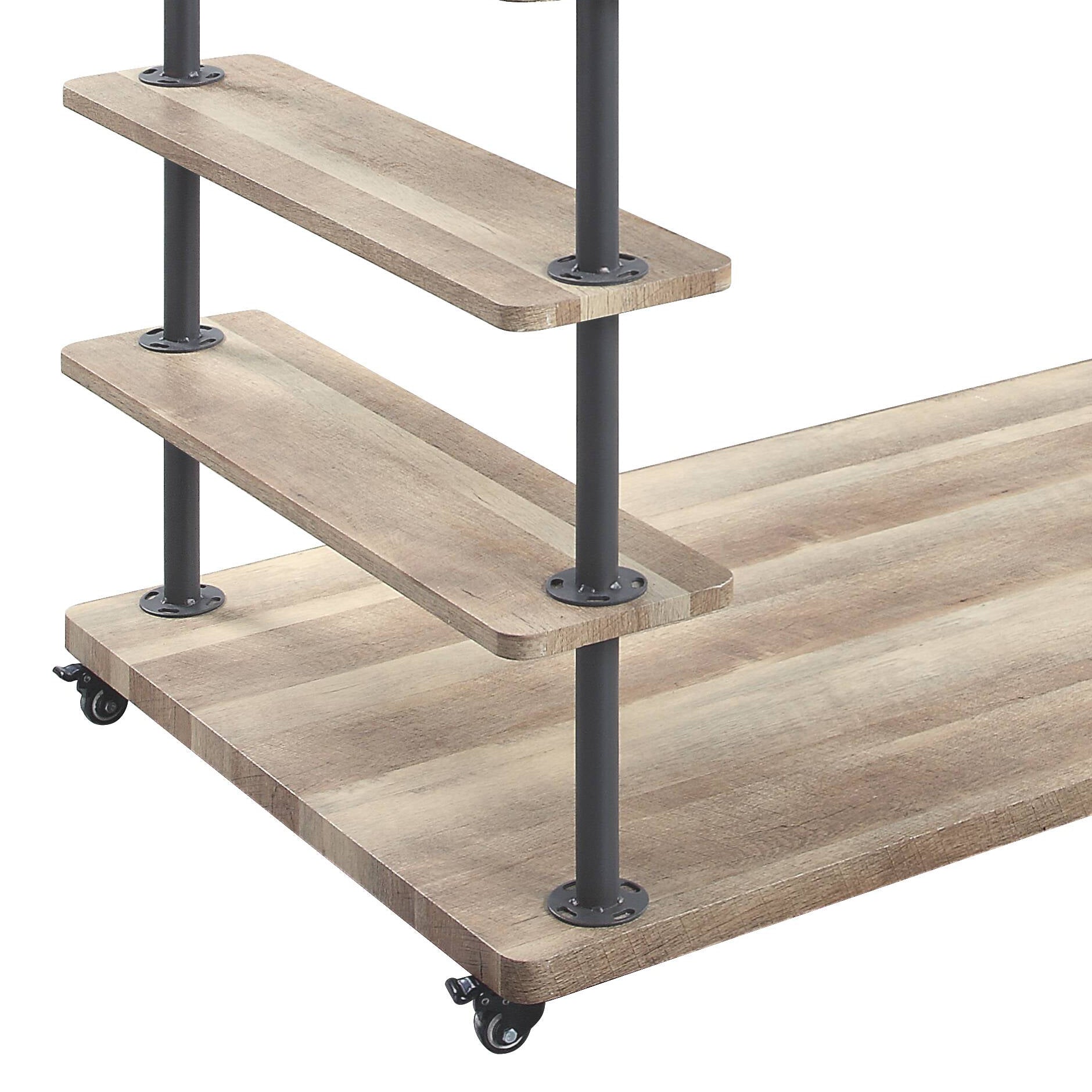 Oak And Sandy Grey 4 Shelf Hanger Rack 3 Oak Standard Horizontal Primary Living Space Open Back Wood Wood Metal