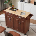 Mobile Kitchen Island Cart With 2 Drawers Brown Particle Board