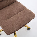 Yts Armless Office Chairs With Wheels And Fabric Cushions, Adjustable Vanity Chairs For Home Use, Open Workstations, Conference Halls, Welcome Areas, And Even Home Offices Brown Linen