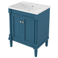 24'' Bathroom Vanity With Top Sink, 2 Tier Modern Bathroom Storage Cabinet, Single Sink Bathroom Vanity, Large Storage Shelves Blue 2 1 Adjustable Hinges Freestanding Modern Solid Wood Mdf Resin Painted