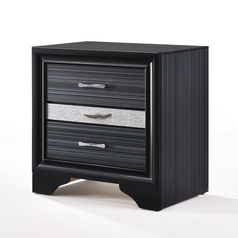 Naima Black Finish Nightstand Black Synthetic Wood