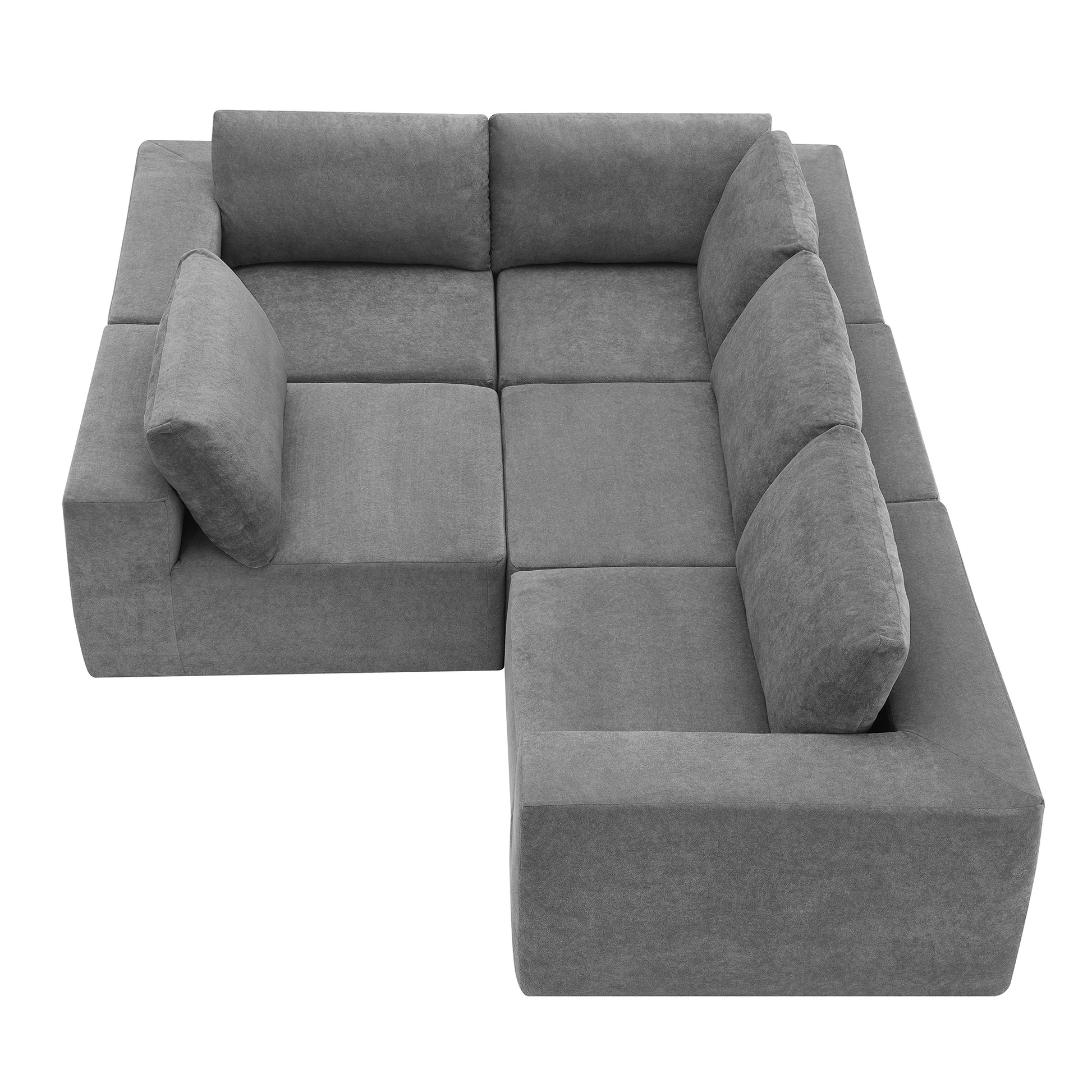 116*116" Modular L Shaped Sectional Sofa,Luxury Floor Couch Set,Upholstered Indoor Furniture,Foam Filled Sleeper Sofa Bed For Living Room,Bedroom,5 Pc Free Combination,3 Colors Gray Fabric 5 Seat