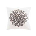 6 Piece Embroidered Cotton Reversible Comforter Set Ivory Full Queen Full Ivory Polyester