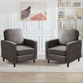 Mid Century Accent Chair ,Modern Linen Fabric Armchair For Living Room,Double Side Pockets, Comfortable And Padded Reading Feature Sofa Chair, Suitable For Bedrooms, Living Rooms, And Offices Dark Grey Linen